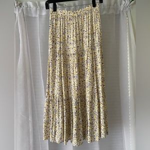 Flowy Floral Yellow and Purple Skirt